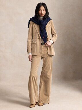 Ralph Lauren Blue Label Tan Corduroy Blazer Size 4 Leather Buttons